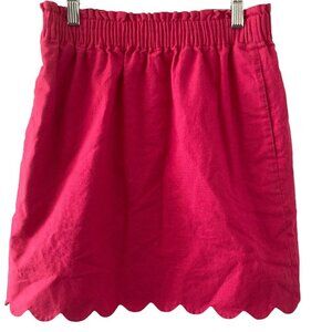 J Crew Factory Skirt Mini Hot Pink Linen Blend Size 0 Elastic Waist